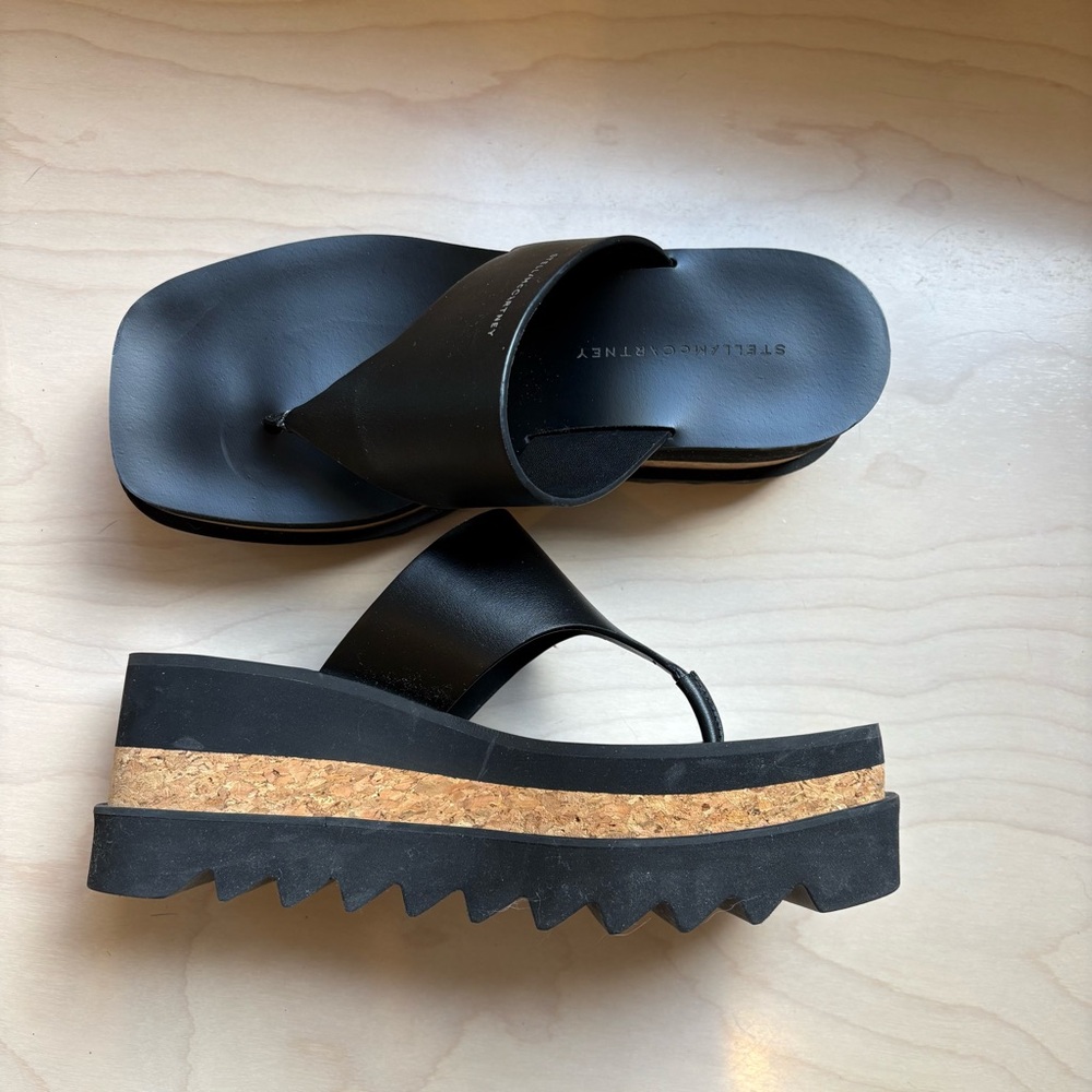 Stella McCartney Black Platform Thong Sandals
